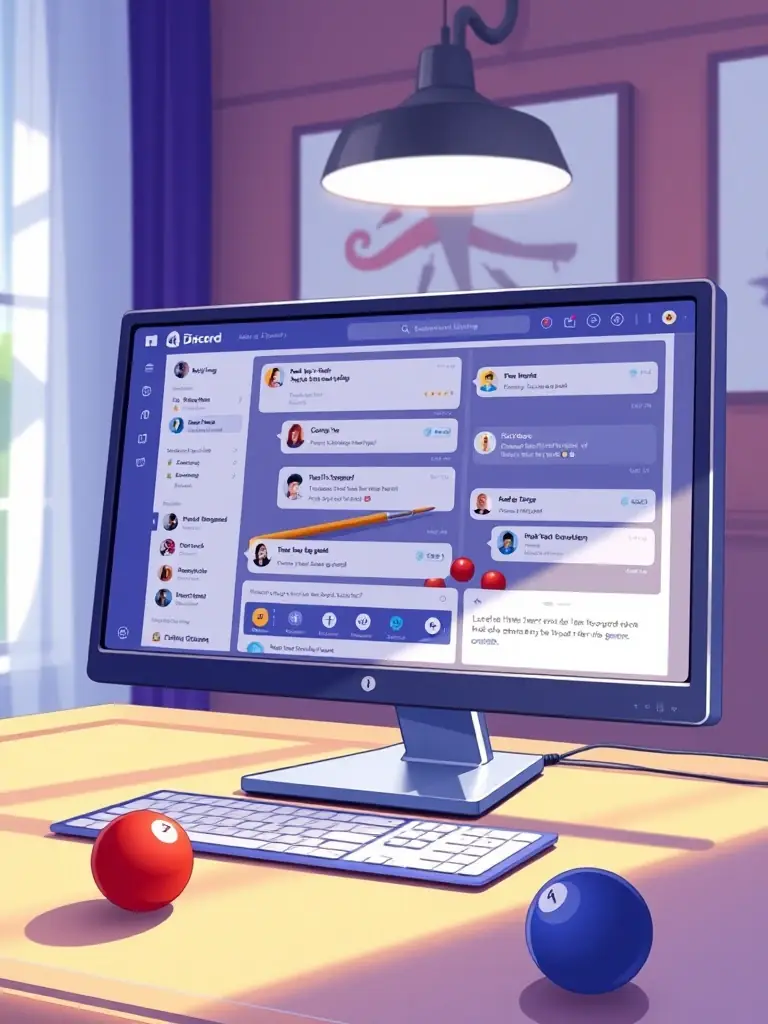 A screenshot of a Discord server dedicated to 3-cushion billiards, showing members chatting in real-time about the sport.